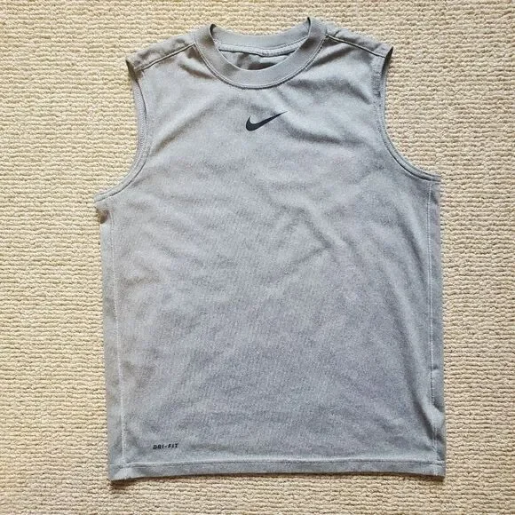 Nike Dri-Fit Gray Youth Sleeveless Tank Top - Picture 1 of 5